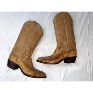 Vintage Justin Exotic Lizard Cowboy Boots – Tan – Style 8683